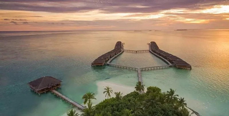 Overwater villas in the Maldives