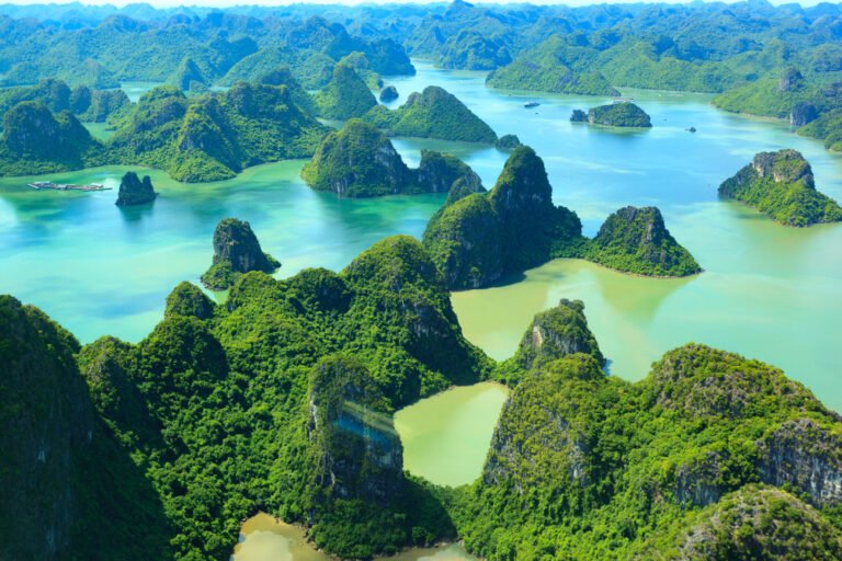Aerial,View,Floating,Fishing,Village,And,Rock,Island,,Halong,Bay,