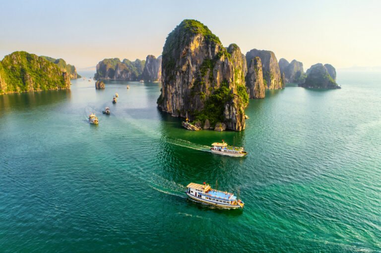 Dreamy,Sunset,Landscape,Halong,Bay,,Vietnam,View,From,Adove.,This